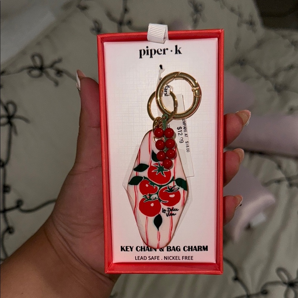 Piper Cherry Keychain & Bag Charm - Red and Gold